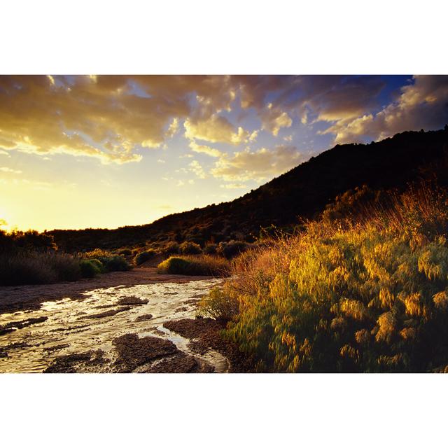 Sunset Desert Mountain Landscape Stream And Sky von Amygdala_imagery - No Frame Kunstdrucke auf Leinwand Alpen Home Größe: 40 cm H x 60 cm B on Productcaster.