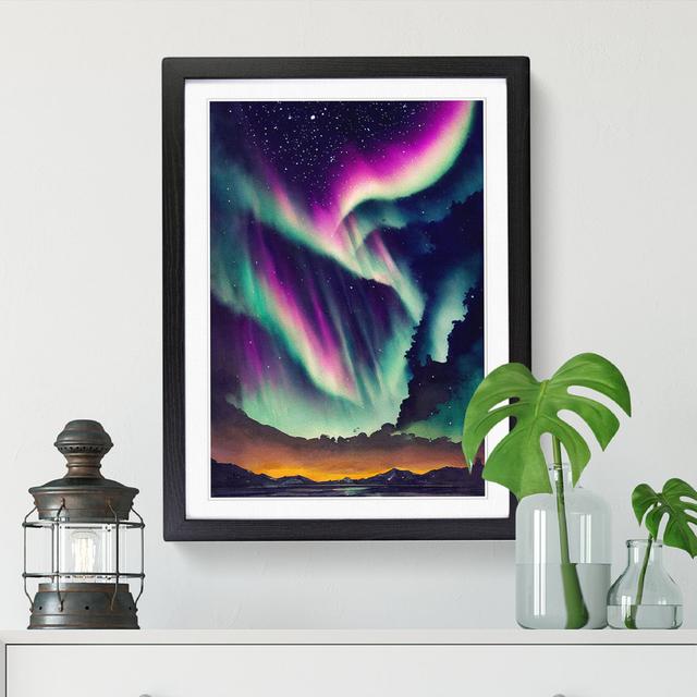 Watercolour Aurora Borealis Vol.2 - Print Latitude Run Frame Option: Walnut, Size: 64cm H x 46cm W x 2cm D on Productcaster.