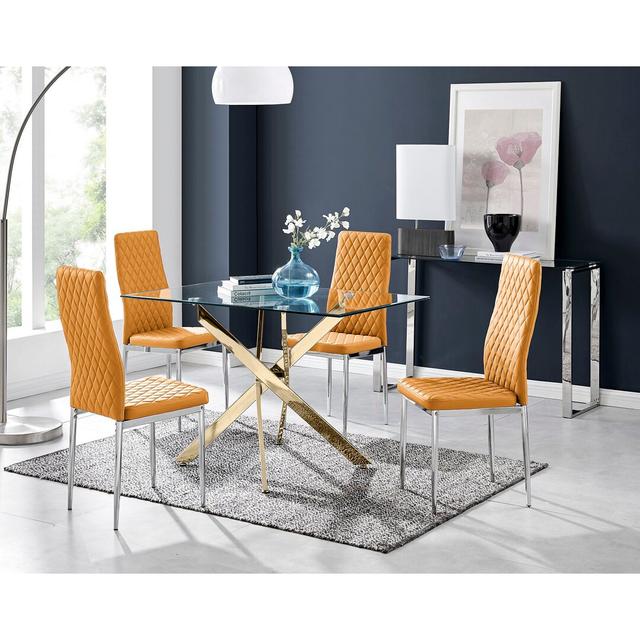 Eubanks 5 - Piece Dining Set Canora Grey Colour (Chair): Mustard/Silver on Productcaster.