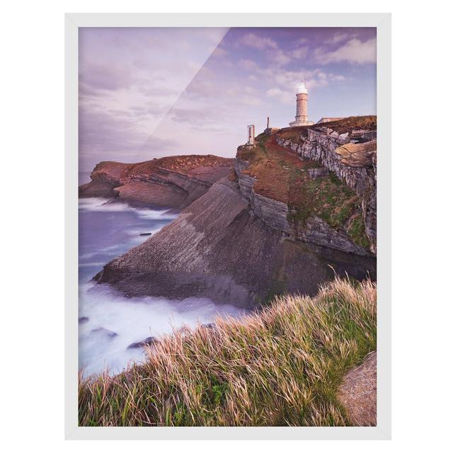 Steep Coast and Lighthouse - Picture Frame Graphic Art Longshore Tides Size: 55cm H x 40cm W x 2cm D, Frame Option: White Framed on Productcaster.