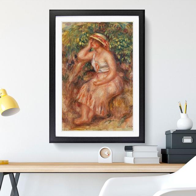 Woman Daydreaming by Pierre-Auguste Renoir - Picture Frame Painting East Urban Home Size: 90cm H x 65cm W x 2cm D, Frame Option: Black on Productcaster.