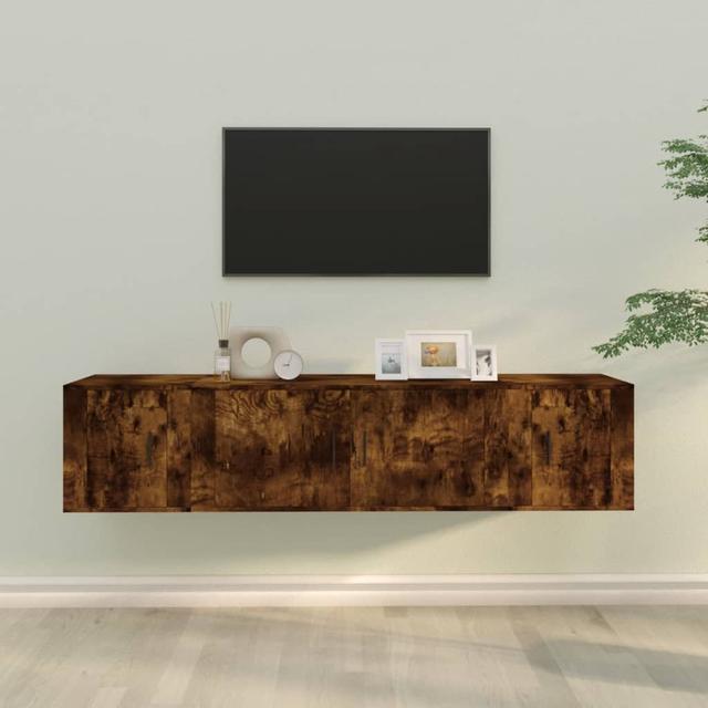 Lameen TV Stand for TVs up to 78" (Set of 3) 17 Stories Colour: Smoked Oak on Productcaster.