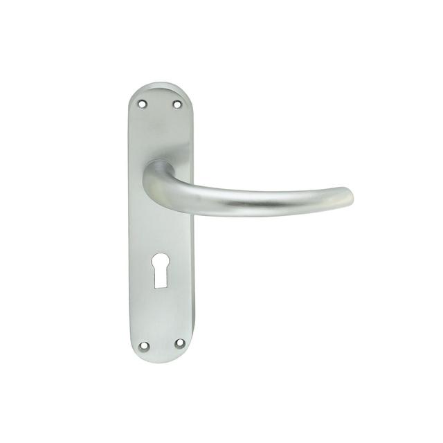 Lilla Lock Door Handle (Set of 2) Manital Finish: Satin Chrome on Productcaster.