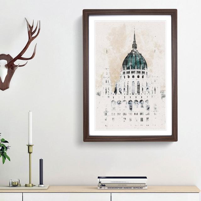 Parliament Building in Budapest - Picture Frame Painting Print East Urban Home Frame Option: Walnut Framed, Size: 33cm H x 24cm W x 2cm D on Productcaster.