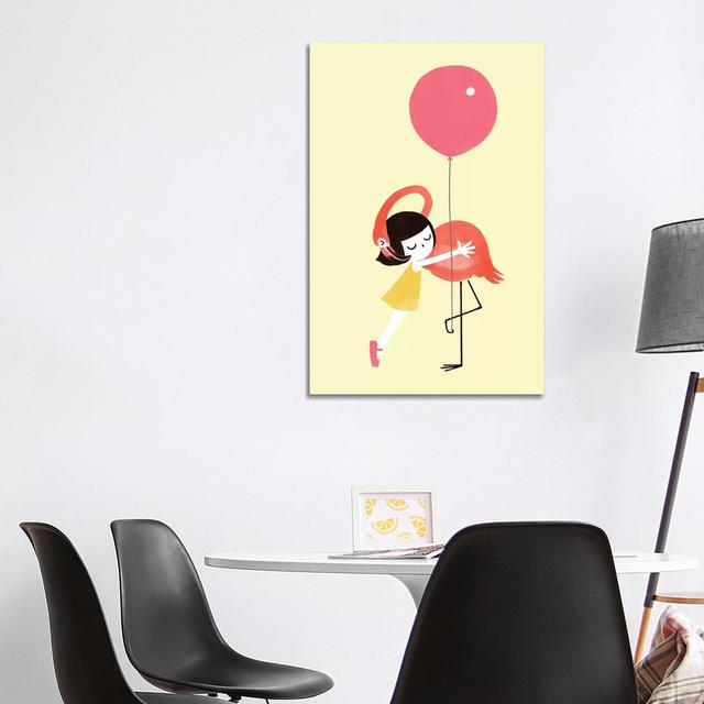 Flamingo Hug by Big Nose Work - Wrapped Canvas Graphic Art Pergo Classics on Productcaster.