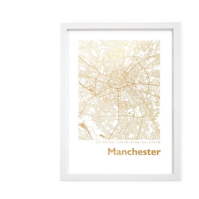 Manchester Map - Picture Frame Graphic Art Print on Paper Brayden Studio Size: 42.5cm H x 32.5cm W x 3.5cm D on Productcaster.