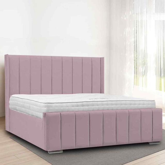 Nicolo Bed Single Plush Velvet Silver Envisage Trade Size: Super King (6'), Colour: Pink on Productcaster.