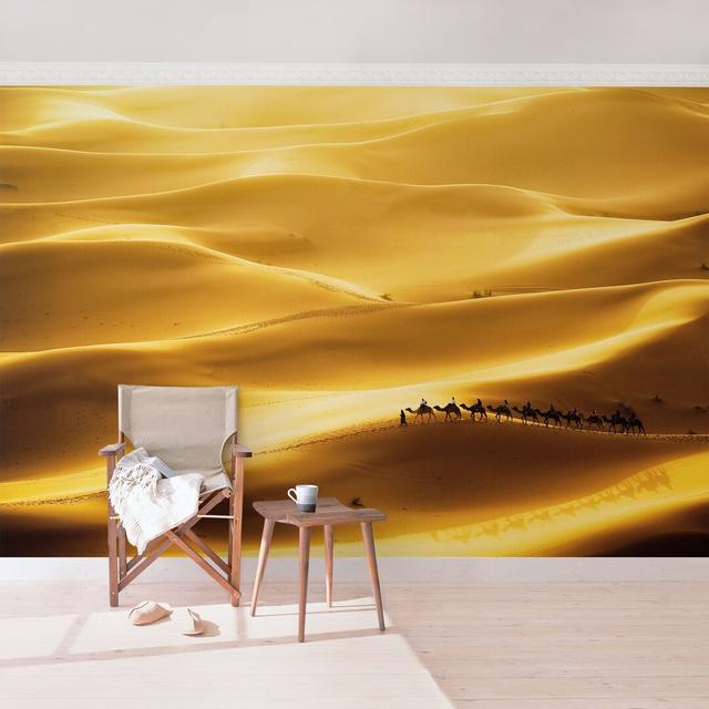 Golden Dunes in the Desert Semi-Gloss Wallpaper Roll East Urban Home Size: 2.88m x 190cm, Material quality: Premium (150g/m²) on Productcaster.