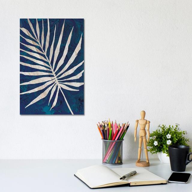 Palm Leaf Navy by Cindy Jacobs - Wrapped Canvas Painting 17 Stories Size: 30.48cm H x 20.32cm W x 1.905cm D on Productcaster.