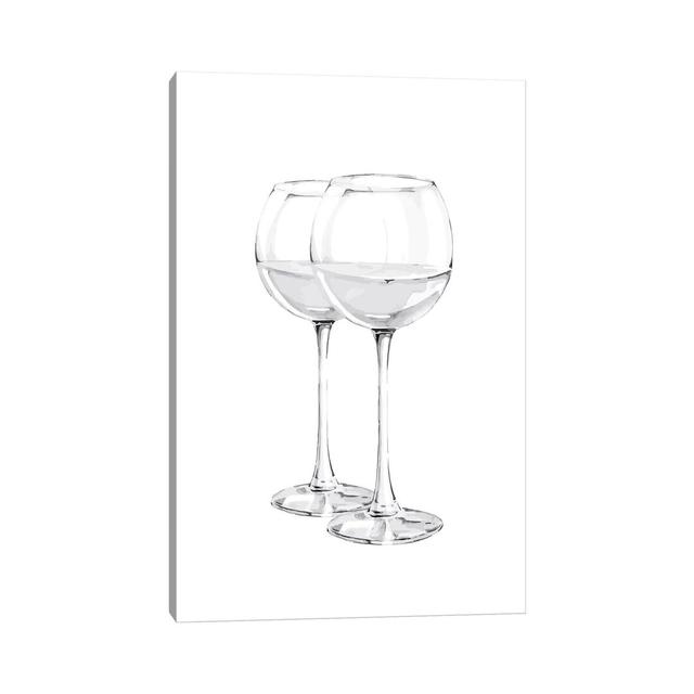 Grey Wine Glasses - Wrapped Canvas Painting ClassicLiving Size: 66.04cm H x 45.72cm W x 1.91cm D on Productcaster.