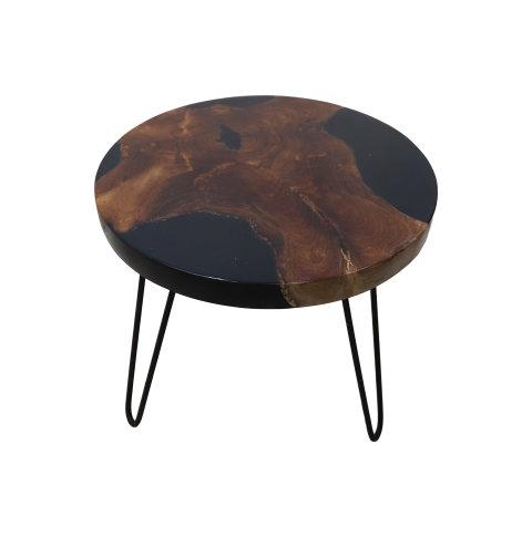 Side Table Epoxy-ø50x45-Black-Teak/Metal Williston Forge on Productcaster.