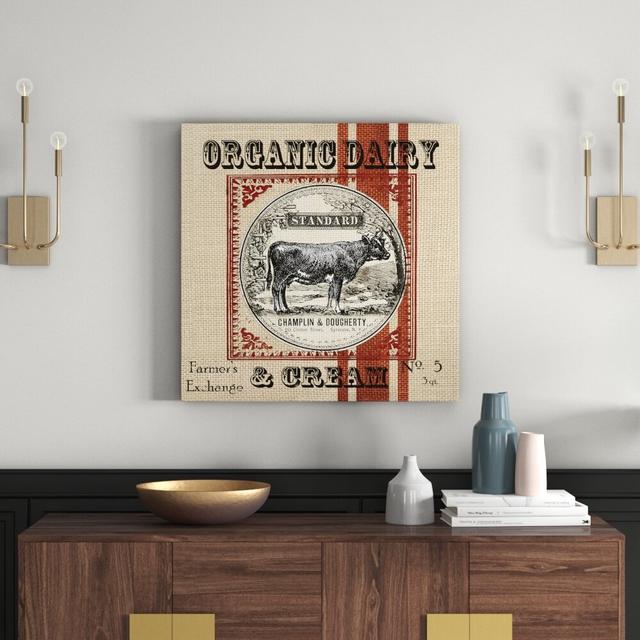 'Burlap Grain Sack Cow' by Tre Sorelle Studios Vintage Advertisement on Wrapped Canvas East Urban Home Size: 76.2cm H x 76.2cm W on Productcaster.