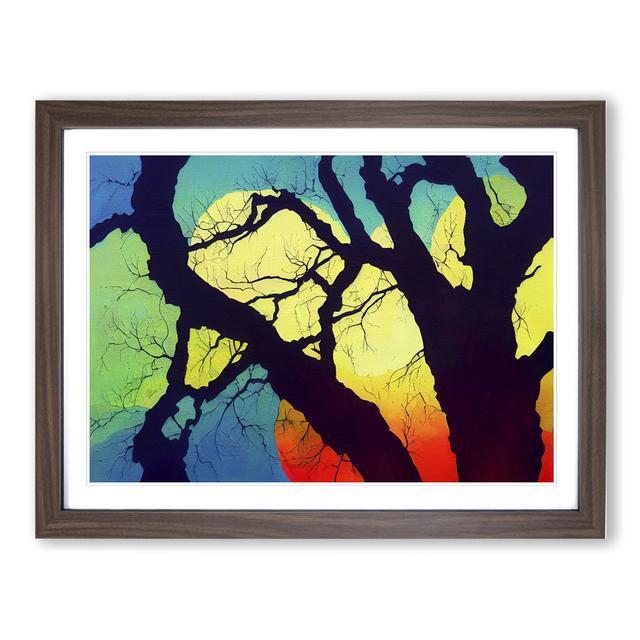 Vivid Colourful Tree Abstract - Picture Frame Graphic Art Metro Lane Size: 46cm H x 64cm W, Frame Colour: Walnut on Productcaster.