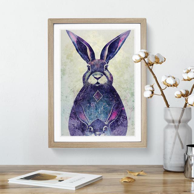 Colourful Watercolour Hare No.2 - Single Picture Frame Painting Brambly Cottage Size: 64cm H x 46cm W x 2cm D, Frame Colour: Oak on Productcaster.