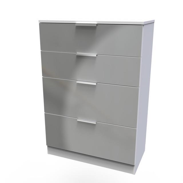 Fully Assembled Mericle 4 - Drawer Chest of Drawers Latitude Run Colour: Uniform Grey Gloss/White on Productcaster.