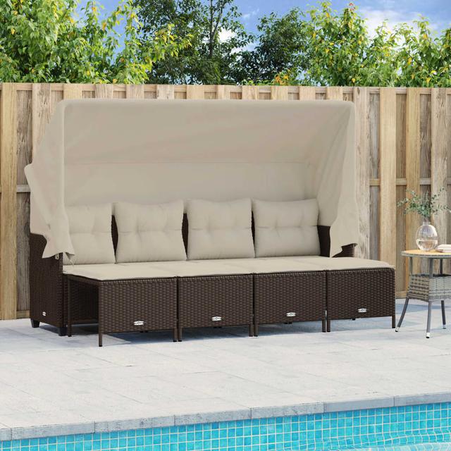 Vidaxl 5-Tlg. Garten-Sofagarnitur Mit Kissen Schwarz Polyrattan 17 Stories Farbe des Kissens: Cremefarben, Rahmenfarbe: Braun on Productcaster.