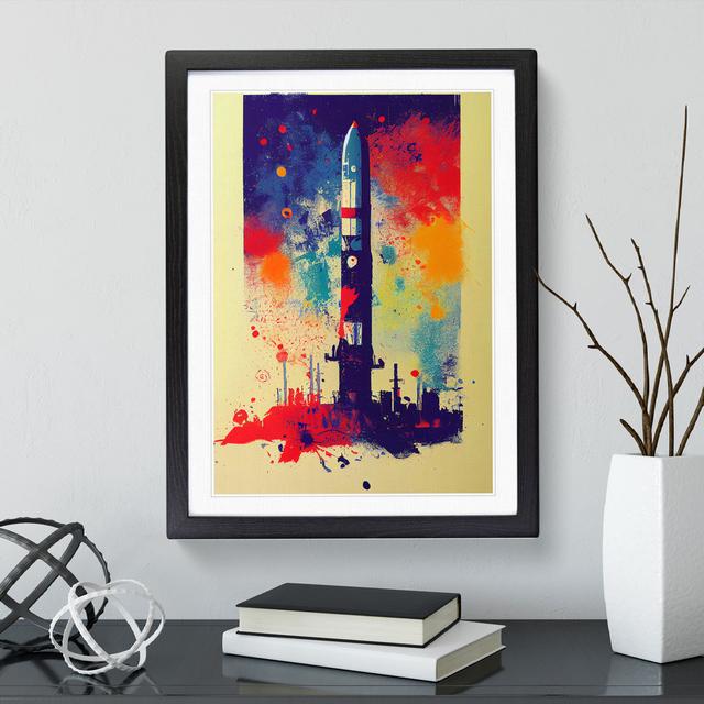 Paint Splashed Spaceship Rocket No.2 Abstract - Picture Frame Painting 17 Stories Frame Colour: Black, Size: 64cm H x 46cm W x 2cm D on Productcaster.