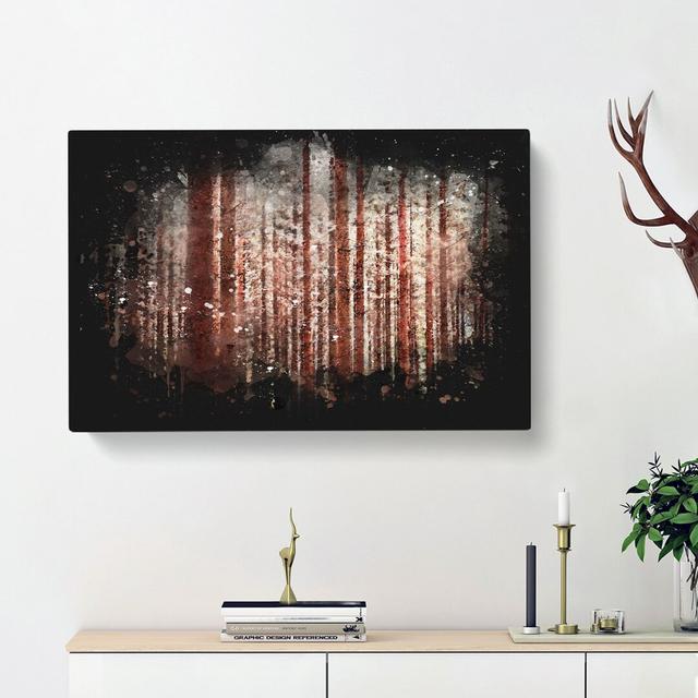 Red Forest in the Autumn - Wrapped Canvas Painting Print East Urban Home Size: 40cm H x 60cm W x 3cm D on Productcaster.