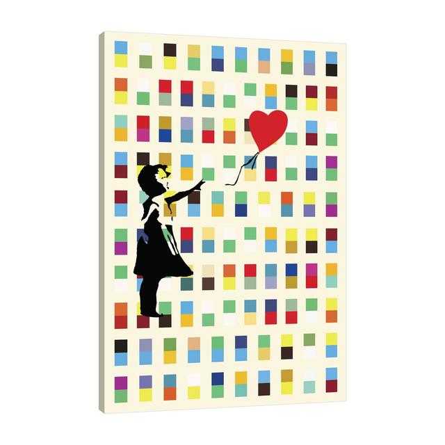 Balloon Girl In Retro by Banksy - Wrapped Canvas Print East Urban Home Size: 46 cm H x 30 cm W x 4 cm D on Productcaster.