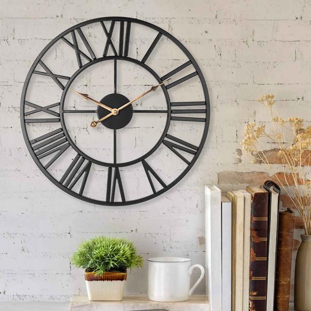 Abdulmajeed Metal Wall Clock Canora Grey Colour: Black on Productcaster.