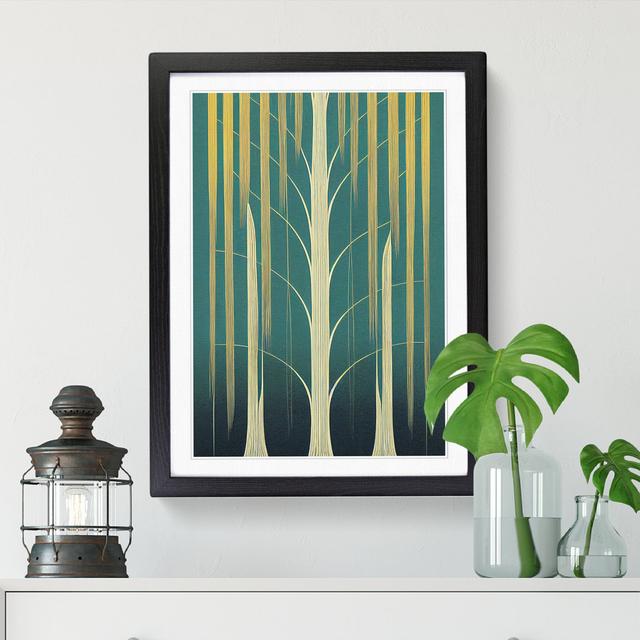 Weeping Willow Tree Art Deco - Single Picture Frame Graphic Art ClassicLiving Size: 64cm H x 46cm W x 2cm D, Frame Option: Oak on Productcaster.