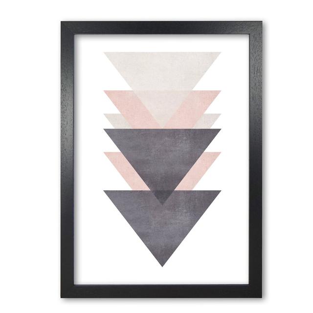 'Cotton, Pink and Grey Abstract Triangles' - Graphic Art Print on Paper East Urban Home Format: Black Grain Frame, Size: 60 cm H x 42 cm W x 5 cm D on Productcaster.