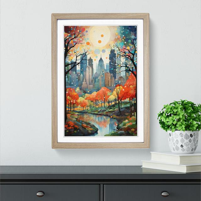 Central Park Neo-Plasticism - Single Picture Frame Print on Wood Marlow Home Co. Format: Oak Framed, Size: 64cm H x 46cm W x 2cm D on Productcaster.