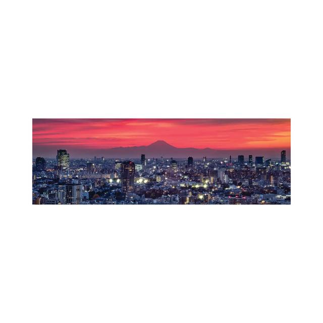 Tokyo Skyline Panorama at Sunset with View of Mount Fuji by Jan Becke - Wrapped Canvas Panoramic Photograph Brayden Studio Size: 60.96cm H x 182.88cm on Productcaster.