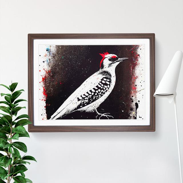 Dramatic Woodpecker Bird Abstract - Picture Frame Painting Alpen Home Frame Colour: Walnut Framed, Size: 46cm H x 64cm W x 2cm D on Productcaster.