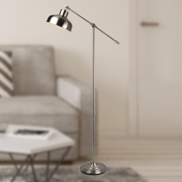 Graddy 146.3cm Task Floor Lamp Borough Wharf Base Finish: Satin Nickel on Productcaster.