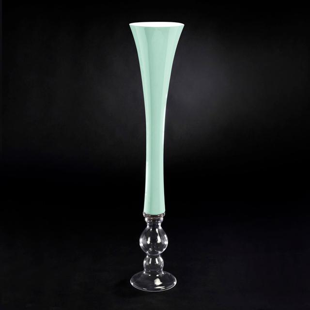 Handmade Glass Floor Vase VGnewtrend Colour: Clear/Light Blue on Productcaster.