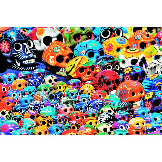 Dia De Los Muertos (Day Of The Dead) Ceramic Skulls by Rightdx - Wrapped Canvas Print Bloomsbury Market Size: 51cm H x 76cm W x 3.8cm D on Productcaster.