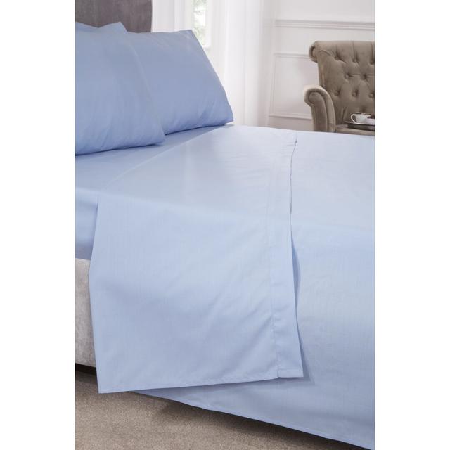 Holleran 180 Thread Count Cotton Blend Percale Flat Sheet Symple Stuff Colour: Blue, Size: Single (3') on Productcaster.