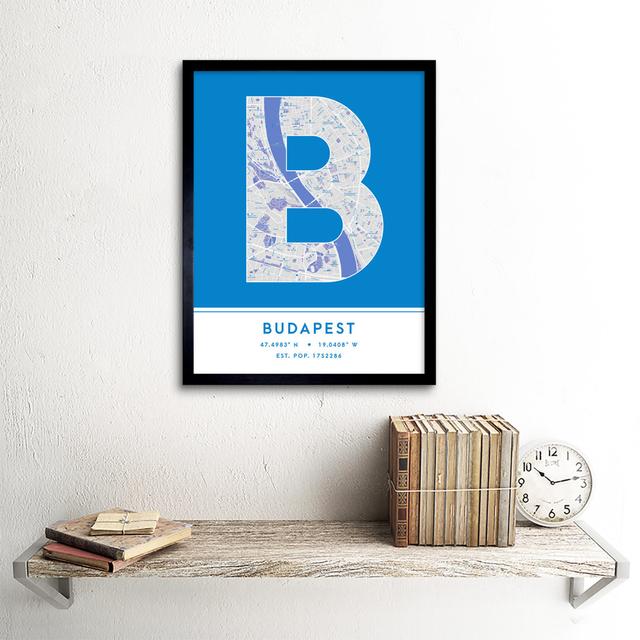 Budapest City Map Budapest Blue by Wee Blue Coo - Single Picture Frame Typography Wee Blue Coo on Productcaster.