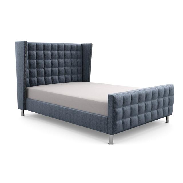 Hart Bridgeholme Upholstered Bed Frame Canora Grey Upholstery Material: Crushed Velvet, Upholstery Colour: Denim, Size: Kingsize (5') on Productcaster.