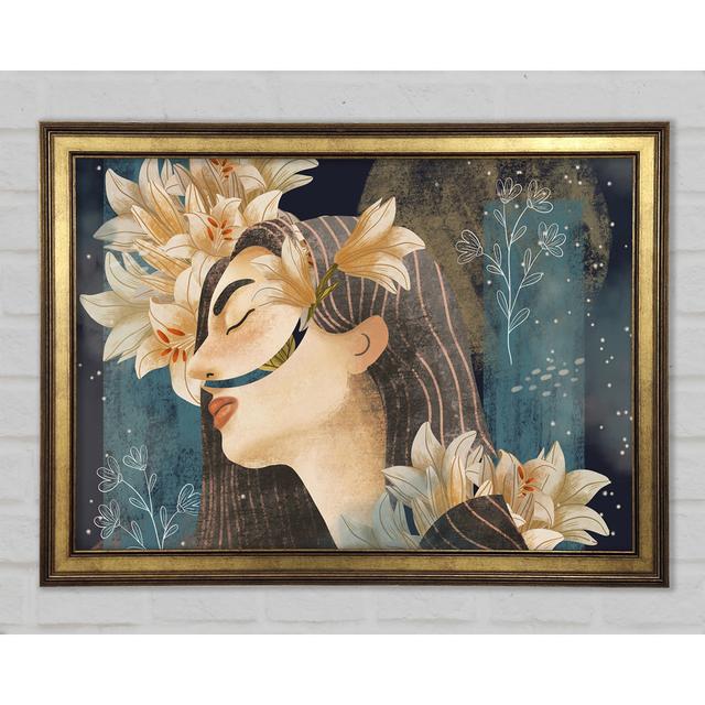 Cream Flowers Woman - Single Picture Frame Art Prints Marlow Home Co. Size: 21.1cm H x 29.7cm W 1.5cm D on Productcaster.