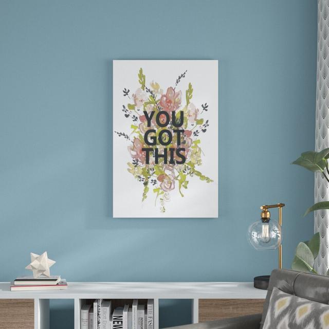 Empower Flowers I by Jennifer Goldberger - Wrapped Canvas Typography Print Blue Elephant Size: 91cm H x 61cm W on Productcaster.