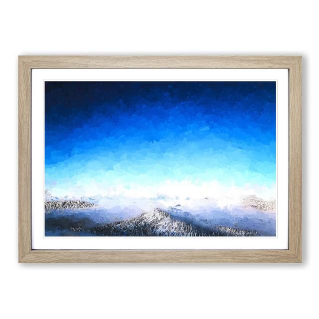 Wintery Forest & Mountains in Abstract - Picture Frame Graphic Art Print East Urban Home Size: 35cm H x 50cm W x 2cm D, Frame Option: Oak on Productcaster.