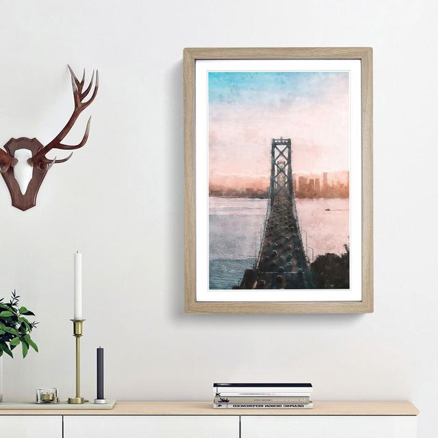 Bridge in San Francisco - Picture Frame Graphic Art Print East Urban Home Size: 45cm H x 33cm W x 2cm D, Frame Option: Oak Framed on Productcaster.