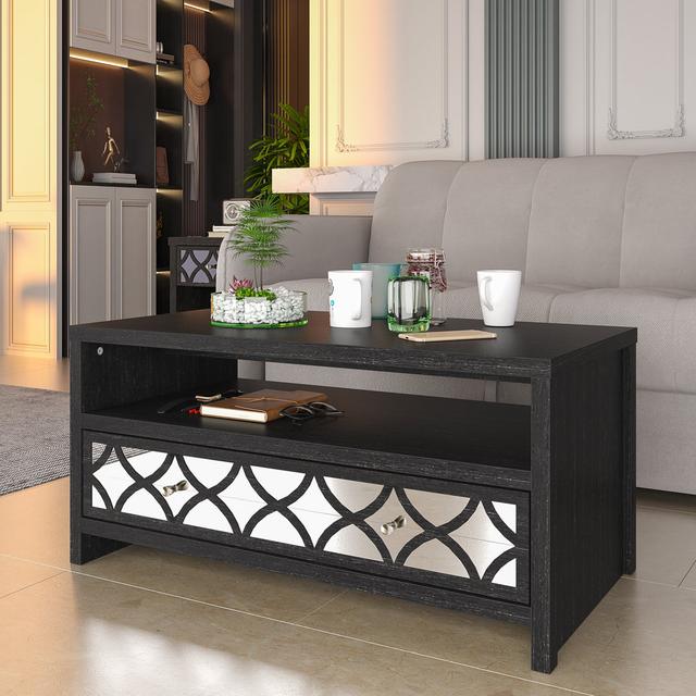 IRIS Coffee Table with Storage IRIS Colour: Rustic Black Oak on Productcaster.