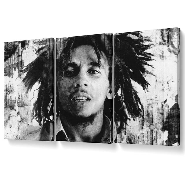 Bob Marley Redemption Song - 3 Piece Wrapped Canvas Graphic Art Ebern Designs Size: 50.8cm H x 106.6cm W on Productcaster.