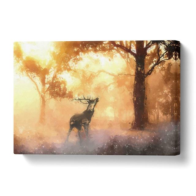 'Deer Stag in an Autumn Forest in Abstract' Painting on Wrapped Canvas Alpen Home Size: 35.6 cm H x 50.8 cm W on Productcaster.