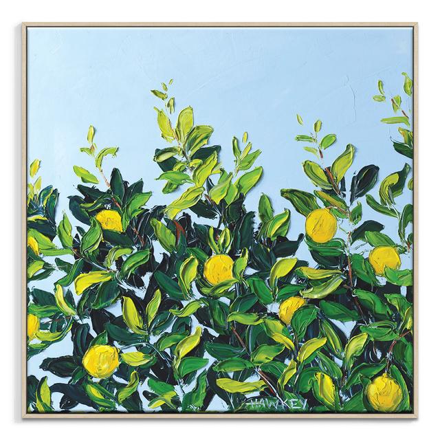 Lemon Tree by Rosalind Wheeler - Painting on Canvas Rosalind Wheeler Size: 76cm H x 76cm W x 5cm D, Format: Brown Framed Canvas on Productcaster.