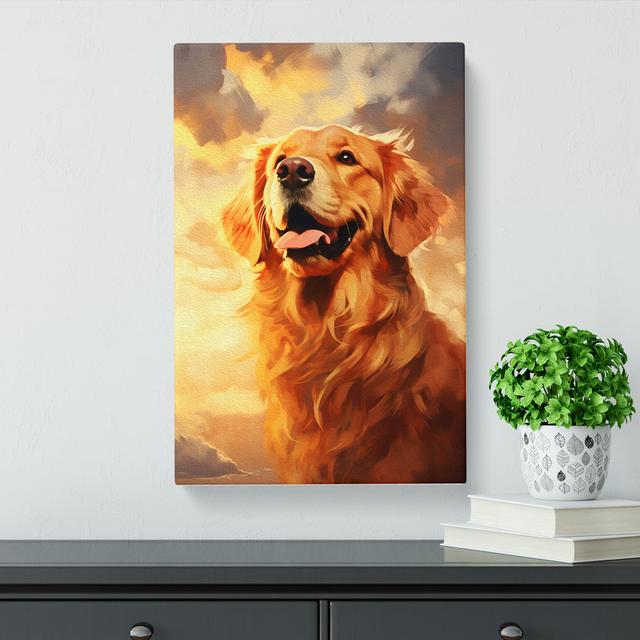 Golden Retriever Romanticism - Art Prints Marlow Home Co. Size: 60cm H x 40cm W x 3cm D on Productcaster.