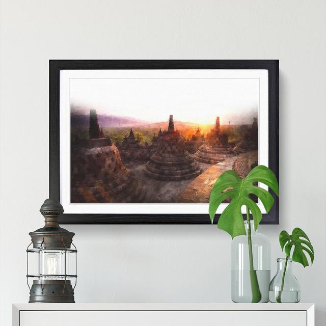 Borobudur In Indonesia Painting East Urban Home Format: Black, Size: 33cm H x 45cm W x 2cm D on Productcaster.