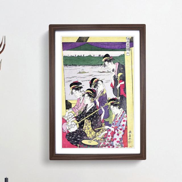 Party of Geisha by Eishosai Choki - Picture Frame Painting Print East Urban Home Frame Option: Walnut Framed, Size: 36cm H x 27cm W x 2cm D on Productcaster.