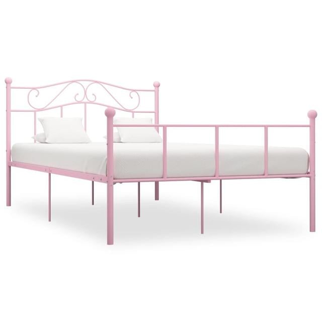 vidaXL Bed Frame Metal Marlow Home Co. Mattress Size: European Double (140 x 200cm), Colour: Black on Productcaster.