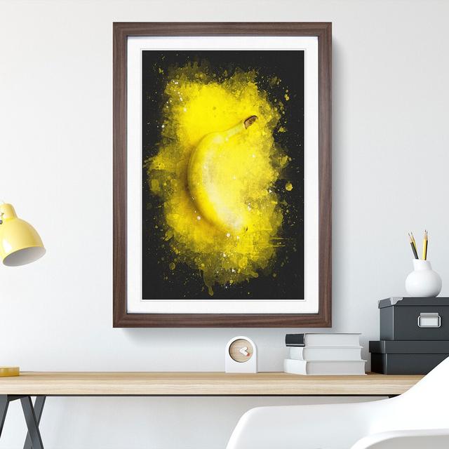 Yellow Banana Paint Splash - Picture Frame Graphic Art East Urban Home Size: 36cm H x 27cm W x 2cm D, Frame Option: Walnut on Productcaster.