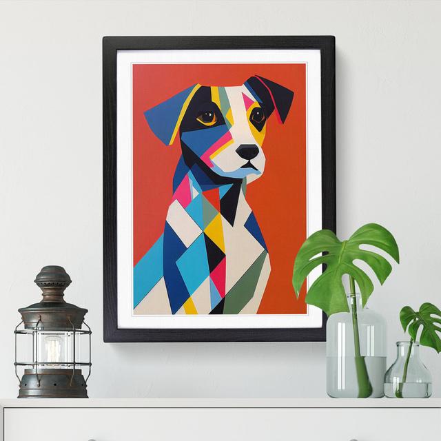 Willandra Jack Russell Terrier Geometric Vol.1 - Picture Frame Print Marlow Home Co. Size: 64cm H x 46cm W x 2cm D, Frame Option: Walnut on Productcaster.