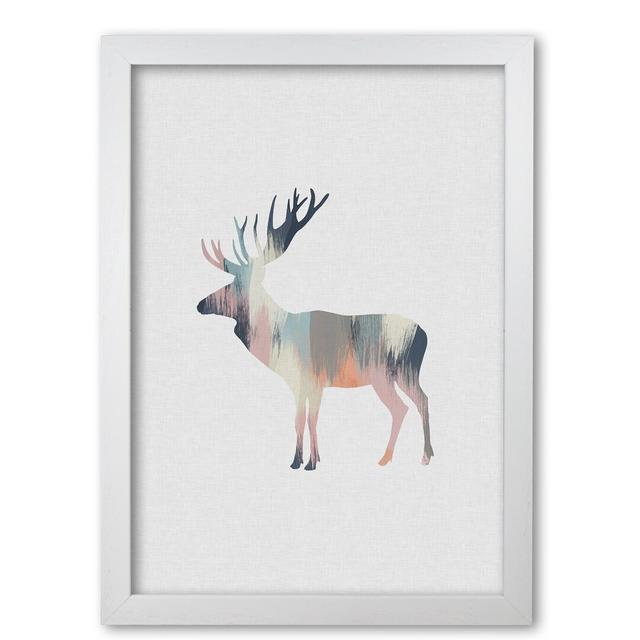 Pastel Moose - Print East Urban Home Size: 85 cm H x 60 cm W x 5 cm D, Format: White Grain Frame on Productcaster.